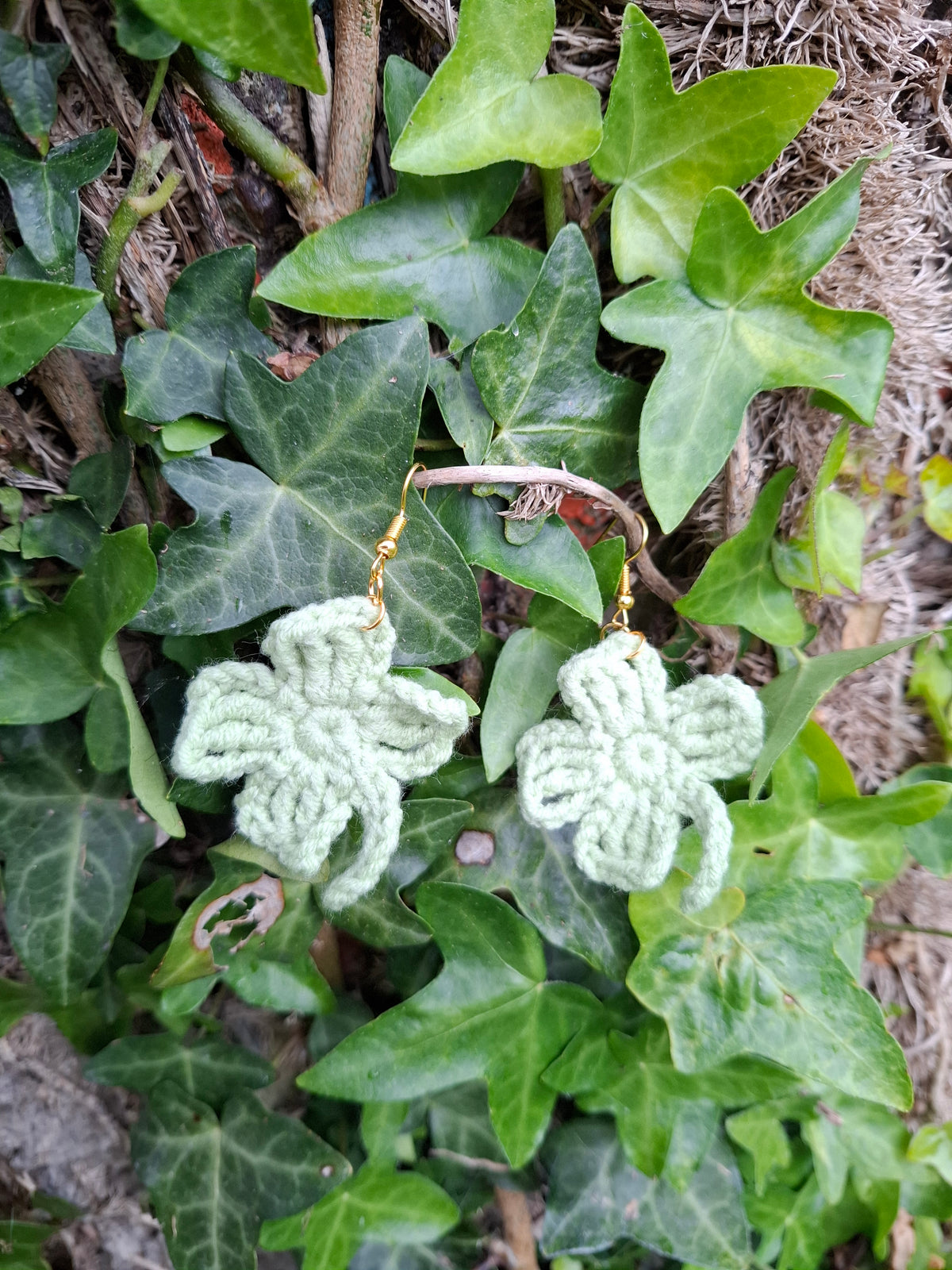 Shamrock crochet earrings