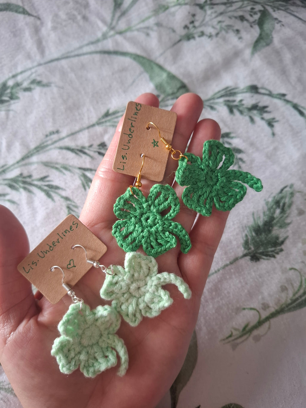 Shamrock crochet earrings